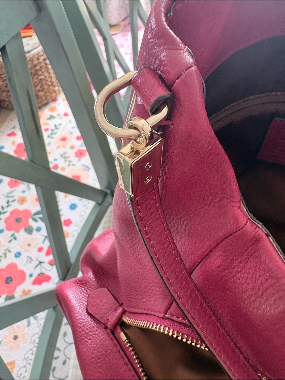 Coach Pebbled Leather Shoulder Tote in Berry Plum - Picture 3 of 13